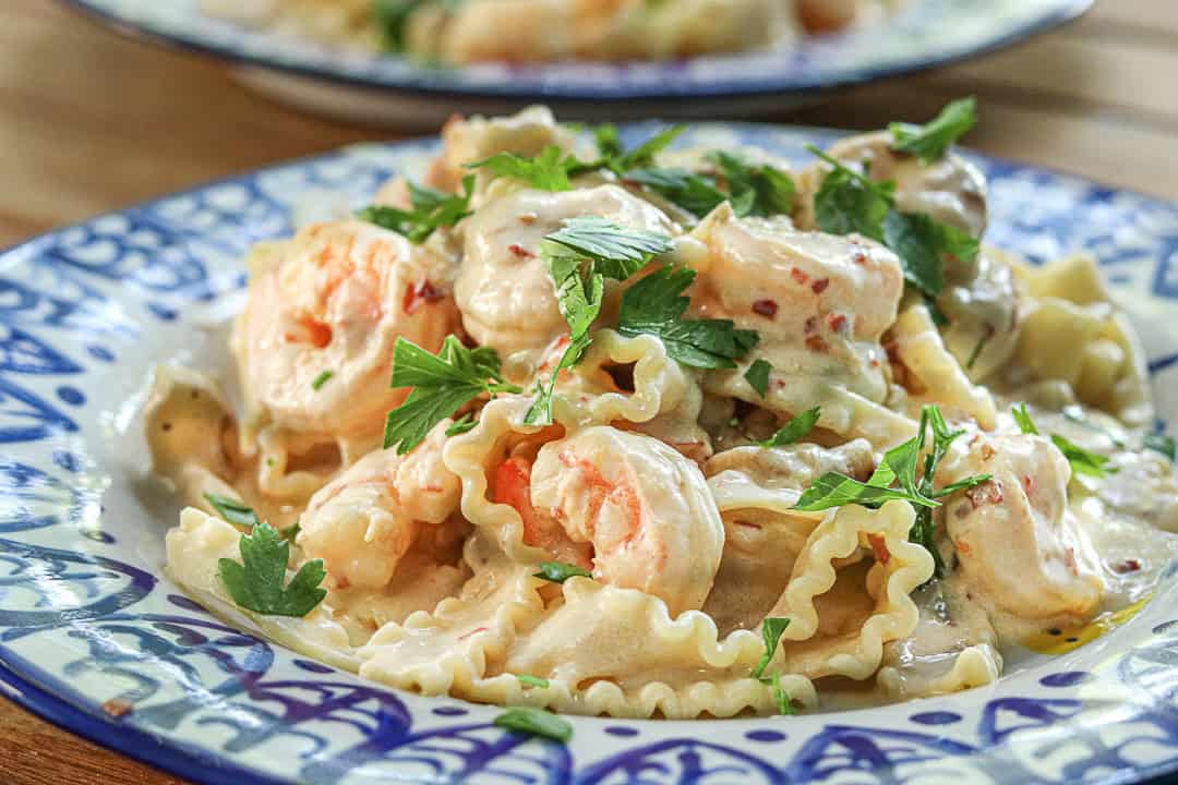 Lemon Ricotta Sauce with Pasta and Shrimp - Belly Laugh Living