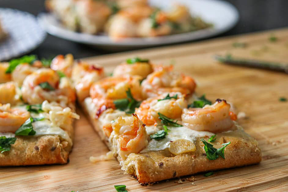 Shrimp Scampi Flatbread Pizza Belly Laugh Living