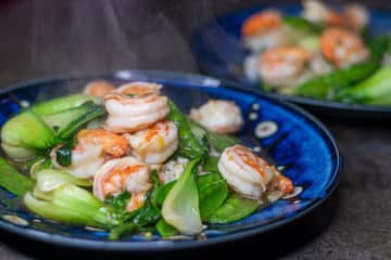 Simple Garlic Ginger Shrimp Stir Fry with Baby Bok Choy - Belly Laugh