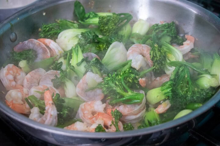 Simple Garlic Ginger Shrimp Stir Fry with Baby Bok Choy - Belly Laugh